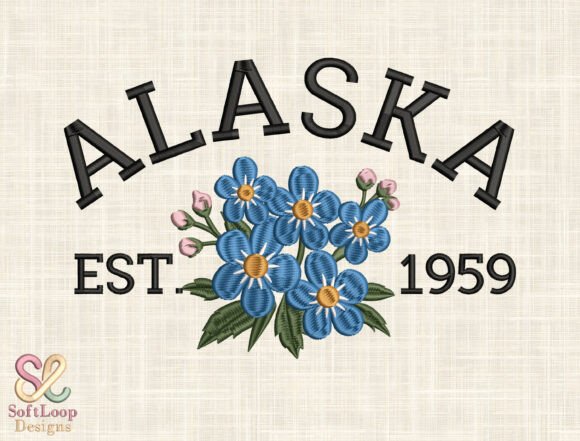 Alaska State Flower Embroidery Design