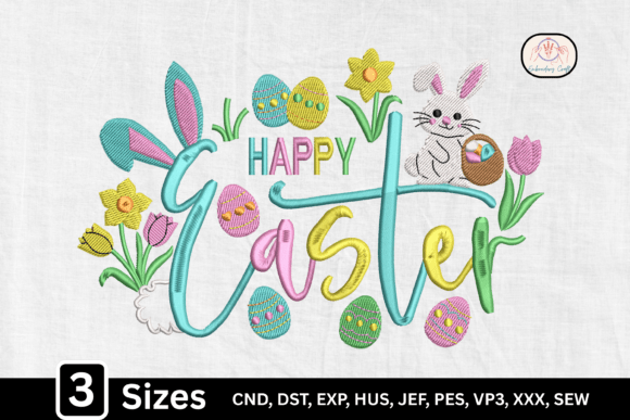 Bunny Eggs Floral Spring Happy Easter