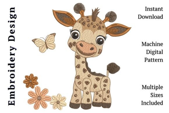 Cute Baby Giraffe Boy with Butterfly