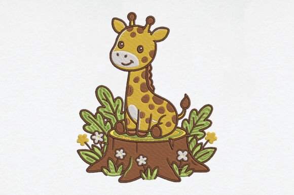 Cute Baby Giraffe Embroidery Design