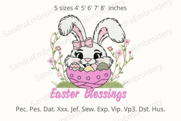 Easter Blessings Bunny Embroidery Design
