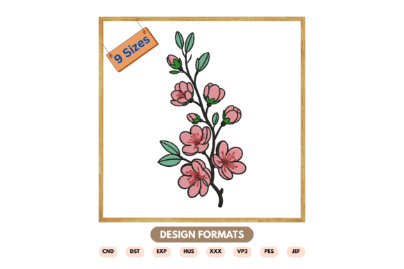 Floral Branch Machine Embroidery