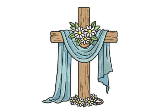 Floral Cross Embroidery Design
