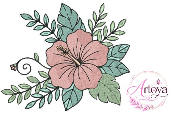 Hibiscus Flower Embroidery Design