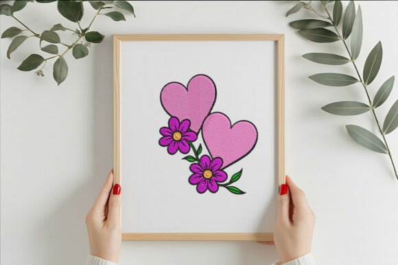 Love Flower Embroidery Design