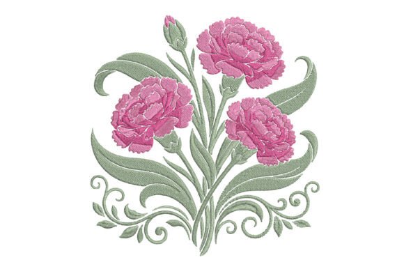 Pink Carnation Embroidery Design