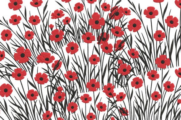 Red Wildflowers Embroidery Design
