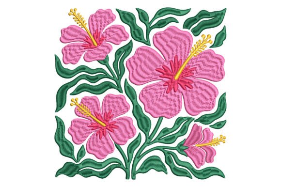Tropical Hibiscus Embroidery Design