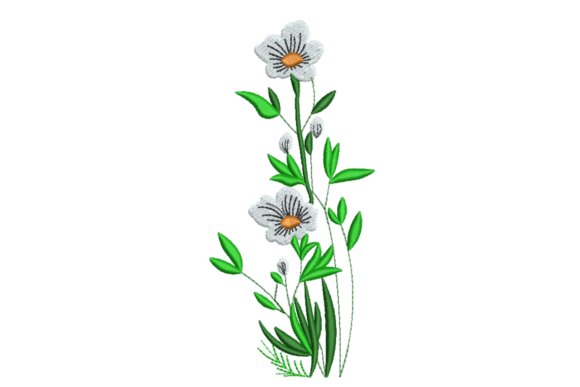 White Wildflower Stem: Soft, Timeless Embroidery for Meaningful Gifts